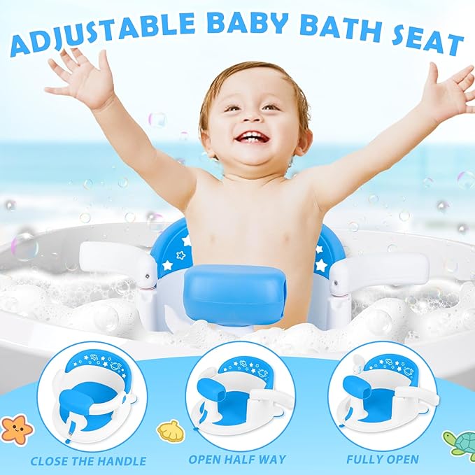 Baby Bath Seat for Babies 6 Months & up,Baby Bath Seat,Non-Slip Toddler Bath Seat, Sit Up Bath Seat for Baby,Safe Infant & Newborn Bathtub Chair with Soft Cushion(Blue)