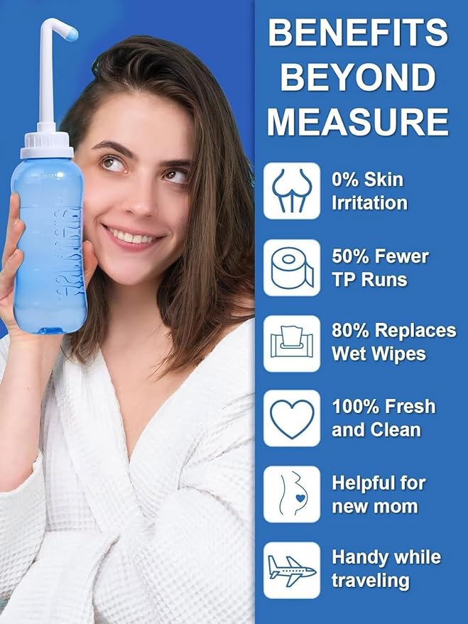 Peri Bottle for Postpartum Travel Bidet - Perineal Care,Portable Travel Squeeze Bottle Bidet for Women Personal Hygiene Cleaning,2 Tubes for Baby Mom After Birth Cleansing and Recovery 16.9OZ(Blue)