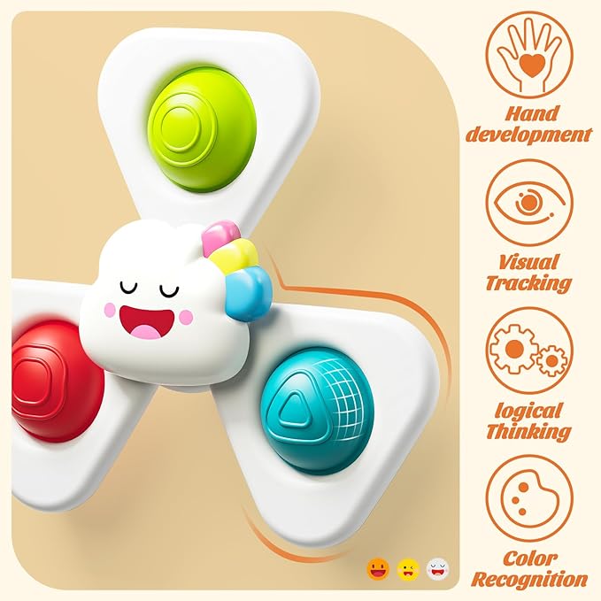 SpringFlower Baby Bath Toys, Suction Cup Spinner Toys for 6 12 18 Months Toddlers, Birthday Baby Gifts Sensory Toys Bath Toys Travel Table Toy