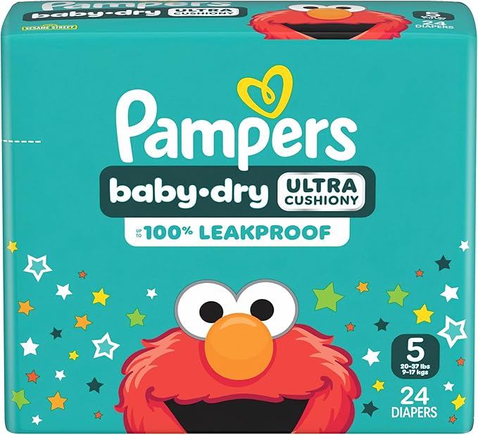 Pampers Diapers - Baby Dry - Size 5, 24 Count, Absorbent Disposable Infant Diaper (Packaging May Vary)
