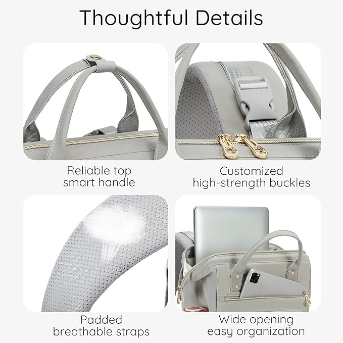 AIJIEKE Diaper Bag, Large Wide-Open Baby Diaper Backpack, Multi-functional Baby Travel Tote Bag, Diaper Bag with Changing Pad, Diaper Bags for Mom & Maternity (Grey)