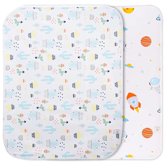 Baby Changing Pad Changing Table Pads Waterproof Large Size 37.5x27.5 Inch Portable Diaper Changing mat Liners Reusable Washable Mattress Protector for Girls & Boys 2 Pack