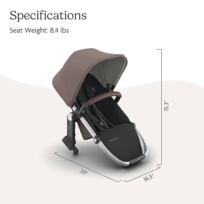 UPPAbaby RumbleSeat V3 Second Lower Seat - Compatible with Vista V2 and Vista V3 - All-Weather Seat + Magnetic Buckle – Adapters Included - Theo (Dark Taupe/Silver Frame/Chestnut Leather)