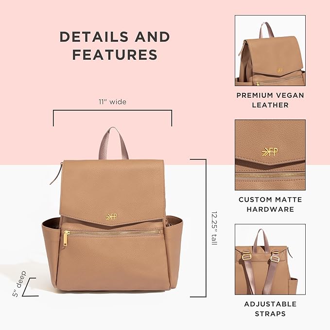 Freshly Picked Mini Classic Diaper Bag Backpack, Vegan Leather Baby Diaper Bag, Backpack Diaper Bag for Women (Fig)