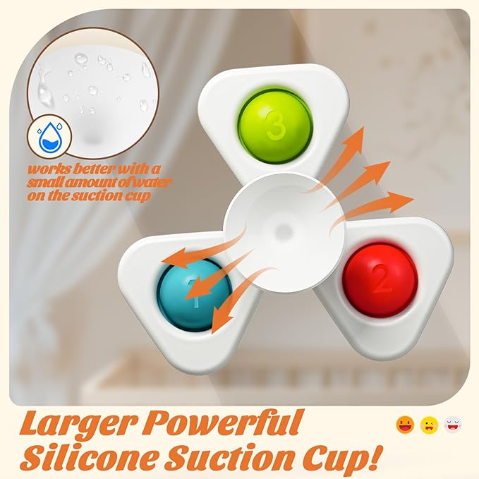 SpringFlower Baby Toys, Suction Cup Spinner Toys for 6 12 18 Months Toddlers, Birthday Baby Gifts Sensory Toys Bath Toys Travel Table Toy