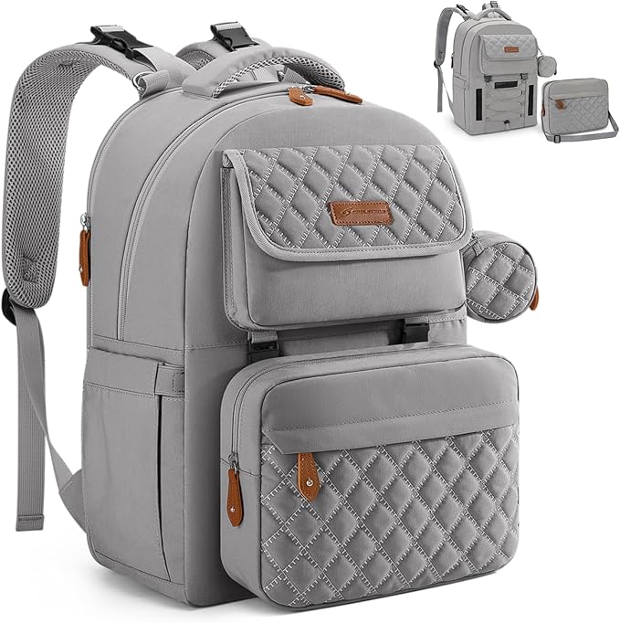Maelstrom Large Diaper Bag,29L-45L Expandable Diaper Bag Backpack for 2 Kids/Twins, with Removable Cross Body Bottle Bag for Mom/Dad,Stylish Baby Bag Gift for Boys/Girl-Mothers Day Gifts-Grey