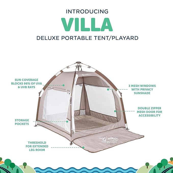 Baby Delight Go with Me Villa Portable Tent and Playard | Kids Tent and Playhouse | Indoor and Outdoor | Sandstone