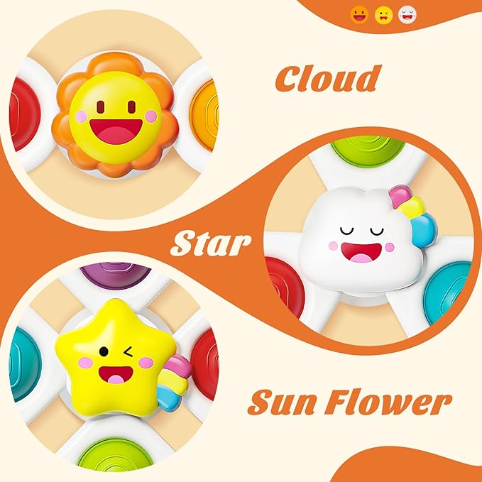 SpringFlower Baby Bath Toys, Suction Cup Spinner Toys for 6 12 18 Months Toddlers, Birthday Baby Gifts Sensory Toys Bath Toys Travel Table Toy