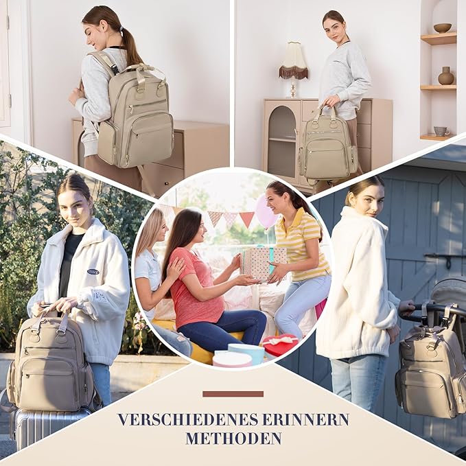 Diaper Bag Backpack, Baby Diaper Bag with 17 Pockets, Travel Baby Bag Backpack for Girl Boy, Large Diaper Bag with Changing Pad,USB Charging Port,Wet Dry Bag, Khaki