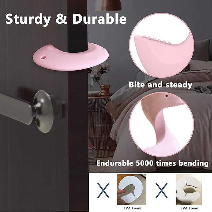 Silicone Door Pinch Guard and Door Slam Stopper, Durable Finger Pinch Guard, Prevents Pinch Injuries, Slamming Doors, Door Stopper for Kids, 4 Packs (2 Pink 2 Blue).