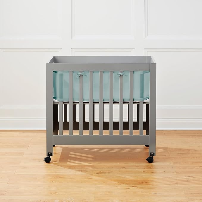 Breathable™ Mesh Liner for Mini Cribs, Deluxe 4mm Mesh, Green Seaglass (Size 4M Covers 4 Sides, Mini Cribs Only)