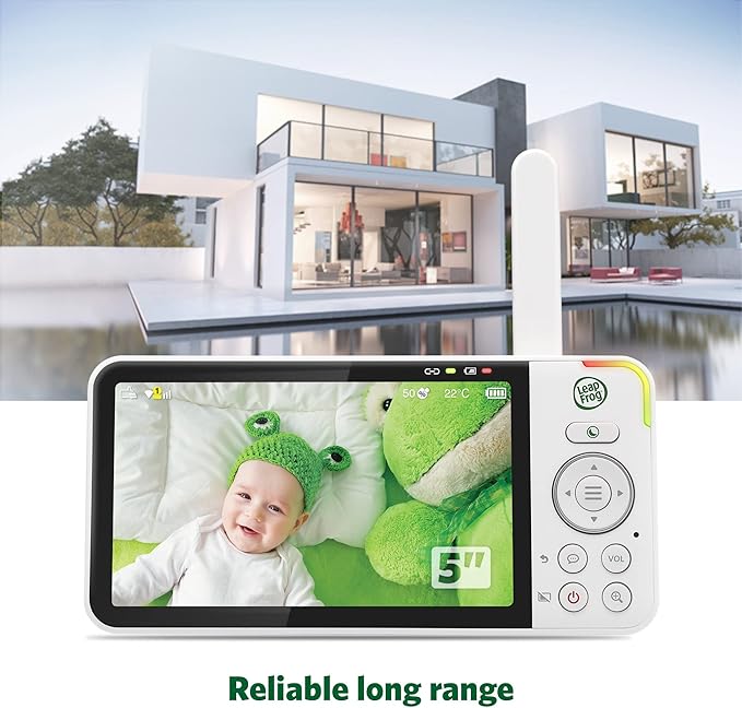 LeapFrog LF925HD Baby Monitor with Camera and Audio,1080p WiFi Remote Access Baby Monitor, 360° Pan & Tilt Camera, 8X Zoom, 5” 720p HD Display, Color Night Light &Vision, Two-Way Talk