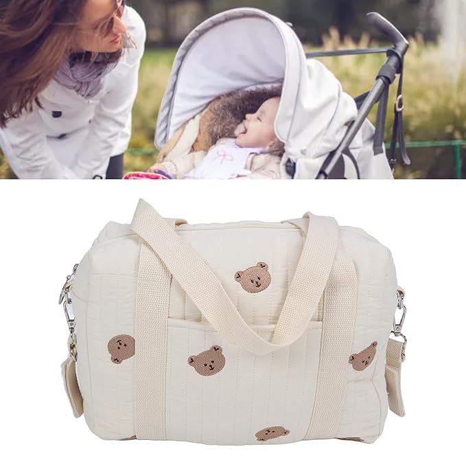 Universal Stroller Organizer, Multifunctional Baby Stroller Storage Bag Reusable Stroller Storage Bag Reusable Handbag Nappy Bag (Bear Bag)