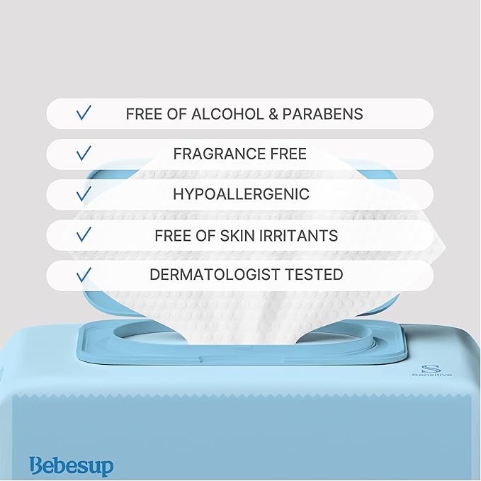 BEBESUP-Korea’s #1 Sensitive Baby Wipes -Hypoallergenic Water-based Unscented Alcohol-Free Extra-Thick Organic Superfood Extracts Plant- Based for sensitive skin Flip-Top 640 Count (8 Packs)