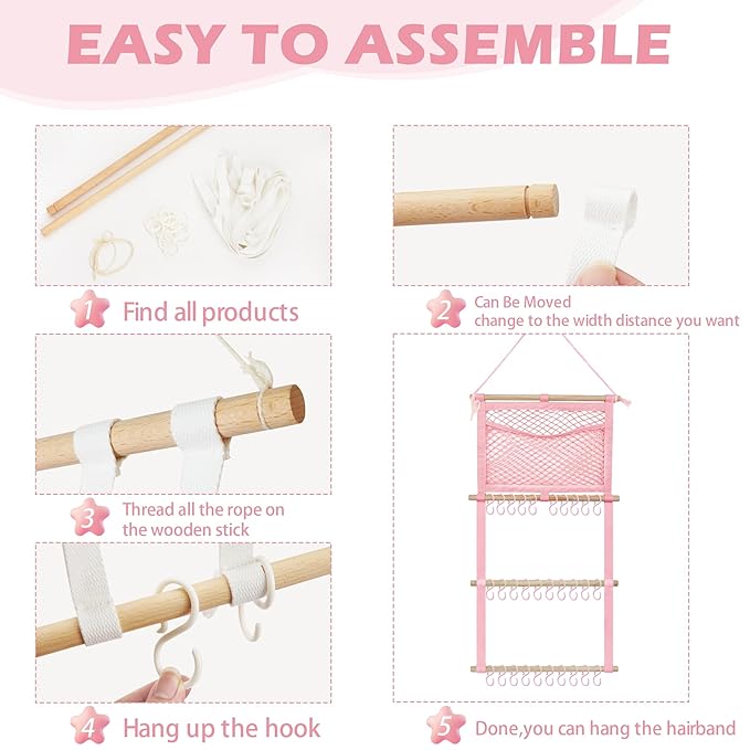 kangaroo Headband Holder Hair Bows Organizer for Baby Girls Large Capacity Bow Holder Hair Accessories Wall Hanging Organizer for Toddler Baby Girl Nursery Room Decor