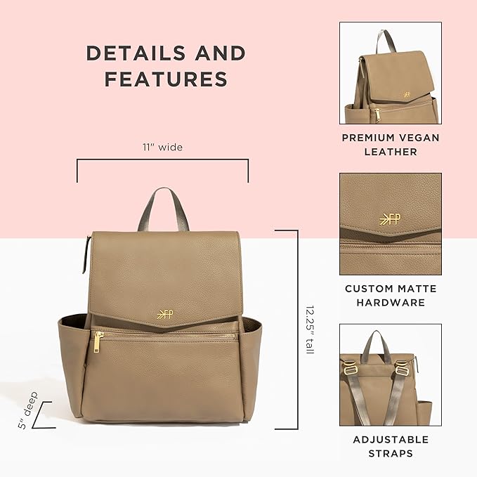 Freshly Picked Mini Classic Diaper Bag Backpack, Vegan Leather Baby Diaper Bag, Backpack Diaper Bag for Women (Aspen)