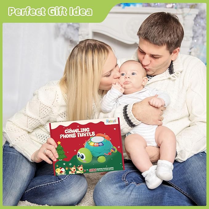 Hanayo Baby Toys 6 to 12 Months,Musical Turtle Crawling Girl Toys for 12-18 Months,Infant Early Learning Educational Toy,Girl & Boy Gift Essentials for Newborn 7 8 9 11+ Months 1-2 Year Old(Green)