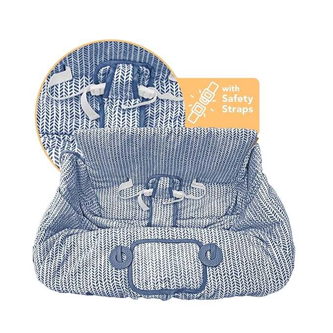Binxy Baby 2-in-1 Cushy High Chair Cover and Shopping Cart Cover for Baby, Comfortable Cover for Grocery Cart, Universal Fit Cart Cover for Babies, Includes Storage Pouch - Blue Little Arrows