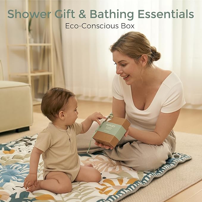 Momcozy Soft & Absorbent Baby Washcloths - 4 Layer Design| Medium Thickness| Premium Cotton for Newborns' Skin-Great for Bathing, Wiping & on-The-go Use, Shower Gift and Essential(5 Pack, 10x10 inch)
