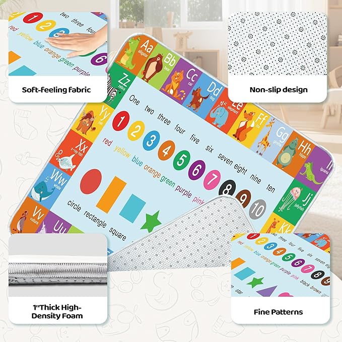 Baby Play Mat, 1-Inch Thick Foam 50" X 50" Playpen Mat,Waterproof & Non - Slip Playmat for Baby Play on Floor, Wipe - Clean, Ideal for Infants, Toddlers & Kids' Crawling and Tummy Time(Alphabet)