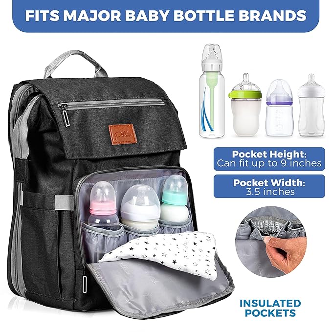 PILLANI Baby Diaper Bag Backpack - Large Bag for Boys & Girls, Waterproof Diaper Backpack - Travel Diaper Bags w/Changing Pad, Baby Registry Search & Shower Gifts - Essentials Must Haves Newborn Stuff
