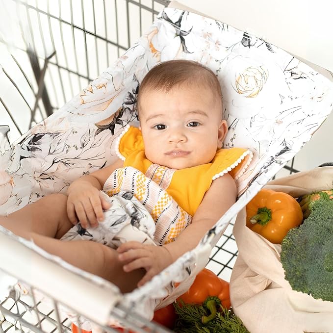 Binxy Baby Shopping Cart Hammock – Infant Seat for Grocery Carts – Holds Car Seats Securely – Compatible with Select 4-Seater Wagons (20–24” Wide) – Supports Up to 50 lbs – Coming Up Roses