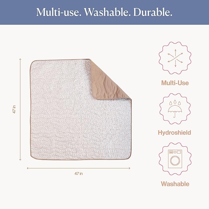 Toddlekind Portable Baby Mat, Organic Cotton 47" x 47, Portable, playpen mat, Travel, Indoor/Outdoor mat, for Babies/Toddlers, 0m+ (Earthen)