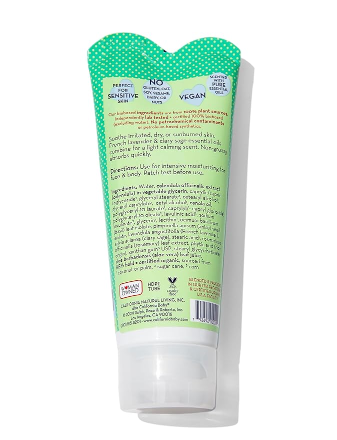 California Baby Aloe Vera & Arnica Cream | Soothing After Sun Lotion | 100% Plant-Based Sunburn Relief | Moisturizes Irritated Skin | 82 g / 2.9 oz.