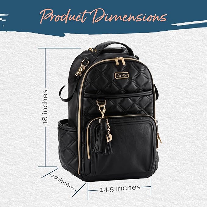 Itzy Ritzy Diaper Bag Backpack – Large Capacity Boss Plus Baby Backpack Diaper Bag Featuring 19 Pockets, Changing Pad, Stroller Clips, and Comfortable Straps (Mystic Black)