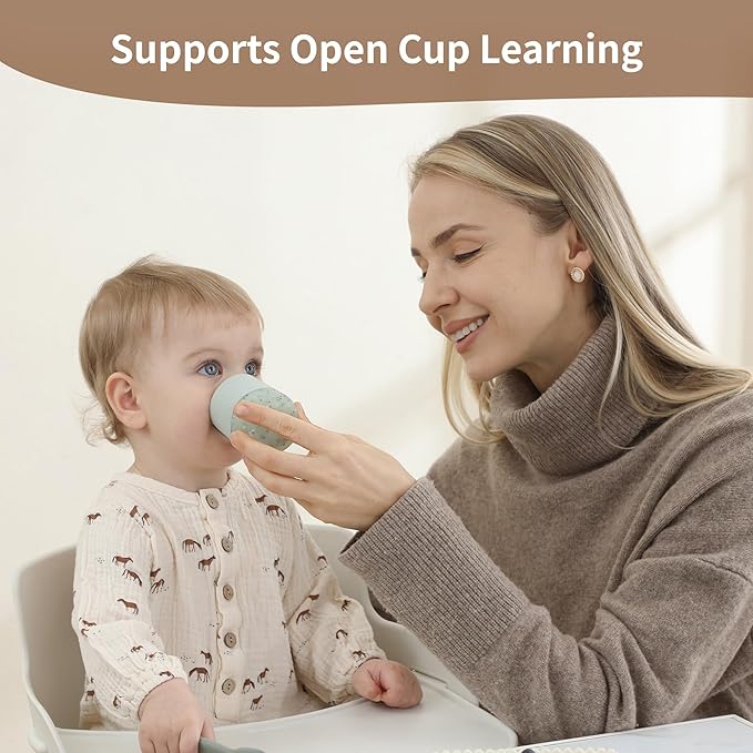 Moonkie Baby Training Cup & Sippy Cup Set | 4 Months+ | Baby-Led Weaning Essential | Gift for Infants (Ether Cup Set, 2 Pack)