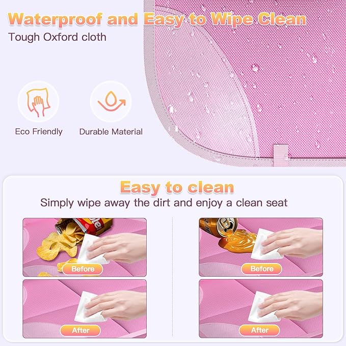 SMART ELF Car Seat Protector, 2Pack Seat Protector Protect Child Seats with Thickest Padding and Non-Slip Backing Mesh Pockets for Baby and Pet,Sedan SUV Truck (Pink)