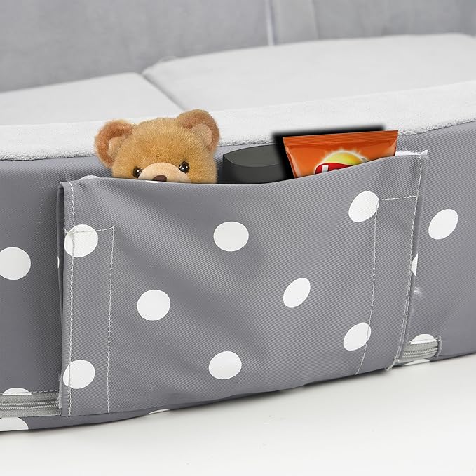 Mooedcoe Portable Foldable Toddler Travel Bed with Sides, Portable Toddler Bumper Bed for Travel Kid Foam Sleeping Cot for Children 18M – 5yr Old