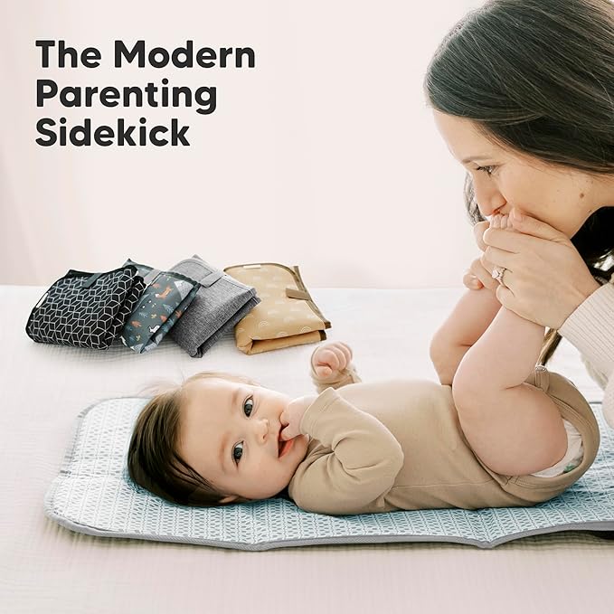 KeaBabies Portable Diaper Changing Pad, Easy Wipe Clean - Foldable Waterproof Baby Changing Mat for Diaper Bag, Compact, Lightweight, 25x13 Newborn, Infant,Baby Changer Travel Essential (Classic Gray)