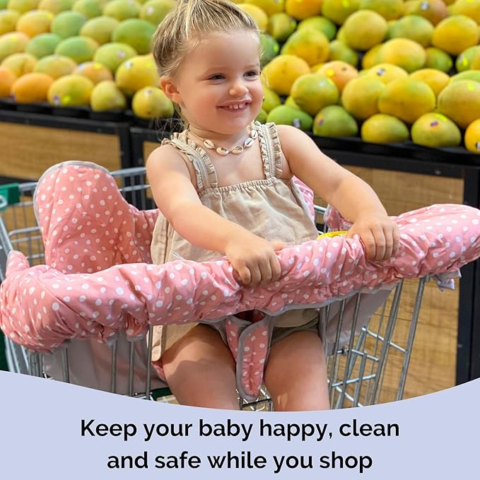 Suessie Shopping Cart Cover and High Chair Cover, Pink Dots