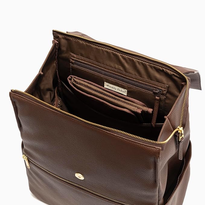 Freshly Picked Classic II Diaper Bag Backpack, Wipeable Vegan Leather With Changing Pad, Convertible (Espresso V2)
