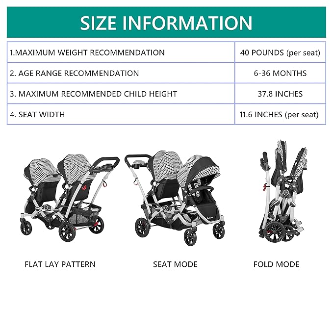 Dream On Me Track Tandem Double Umbrella Stroller in Black & White, Lightweight Double Stroller for Infant and Toddler, Multi-Position Reversible & Reclining Seats, Large Storage Basket and Canopy