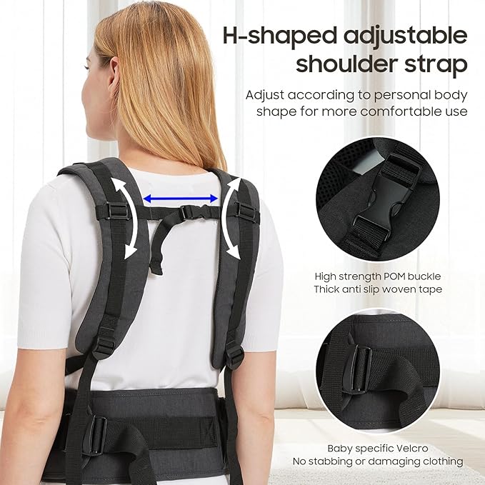 2-in-1 Baby Carrier Hip Seat - Front Back Hip Carry - Ergonomic M Seat Posture - Breathable Mesh - Newborn to Toddler 5-45 lbs