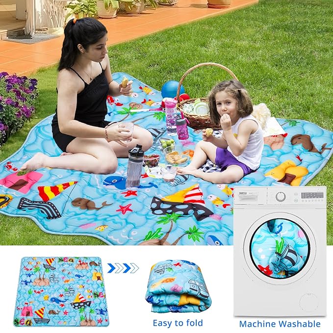 Ocean Baby Gyms Playmats for Playpen 71"×59" Marine Animals Play Mat for Playpen Playyards Thicken Soft Padding Foam Playmats for Babies Toddlers Infants Baby Crawling Mat Pad Tummy Time