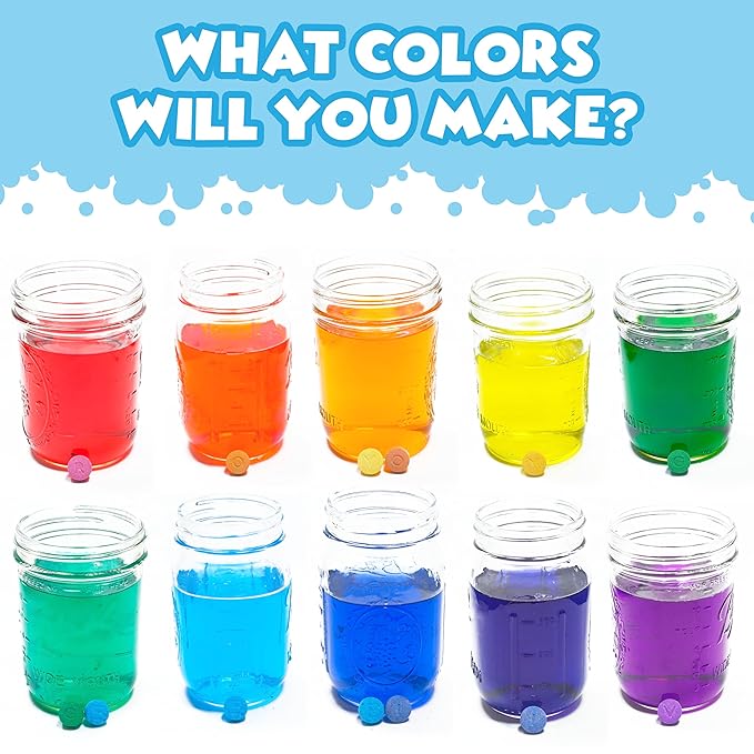 Bath Color Tablets for Kids, 150 Count | Nontoxic & Fragrance-Free | Fizzy & Vivid Bath Color Tablets Create Fun Bath Colors | 7 Colored Water Tablets for Variety | BathBombs for Kids Bath