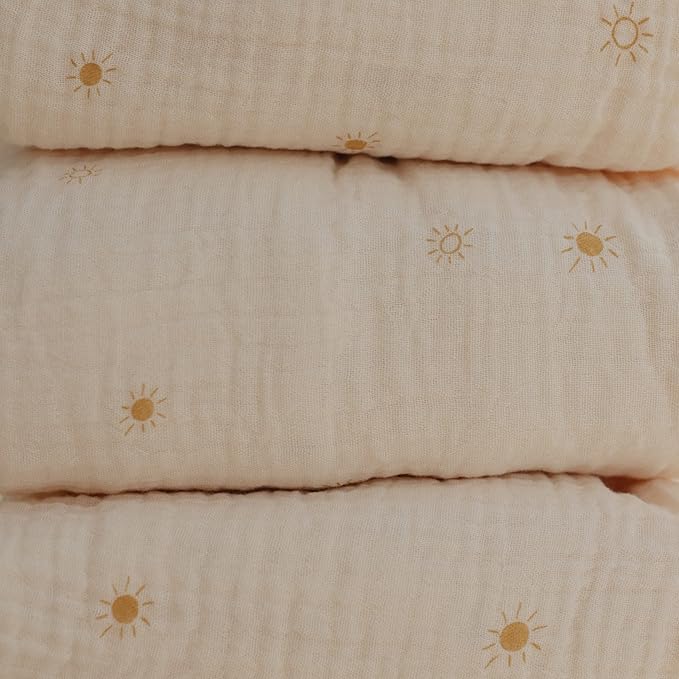 mushie Extra Soft Muslin Fitted Changing Pad Cover (Sun)