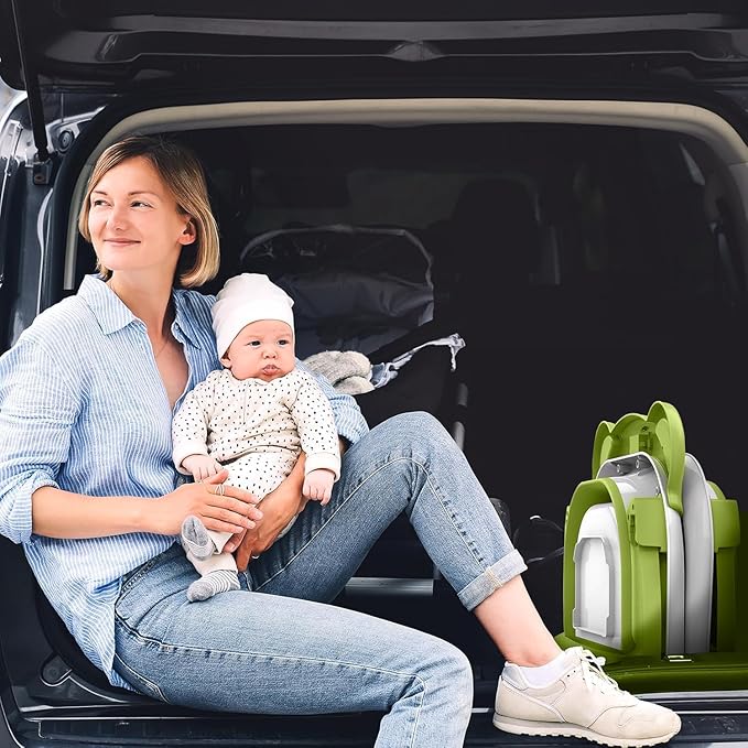 TPN Collapsible Baby Bathtub, Baby Bath Tub with Soft Cushion & Real-Time Thermometer, Baby Bathtub Infant to Toddler Tub (0-36 Months), Portable Travel Baby Tubs for Newborns (Green)