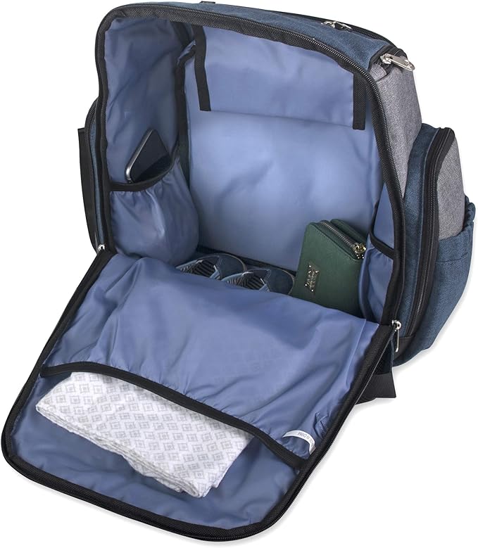 Fisher-Price Fastfinder 3 Piece Set Diaper Bag Backpack for Moms & Dads with Changing Pad and Wipes Pocket (Blue)