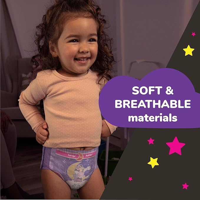 Pull-Ups Girls' Nighttime Potty Training Pants, Training Underwear, 2T-3T (16-34 lbs), 68 Ct, Packaging May Vary