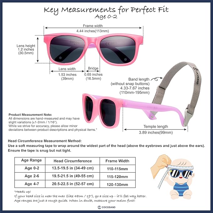 COCOSAND Flexible Polarized Baby Sunglasses with Strap UV Protection for Toddler Infant Girl Boy Age 0-24 Months