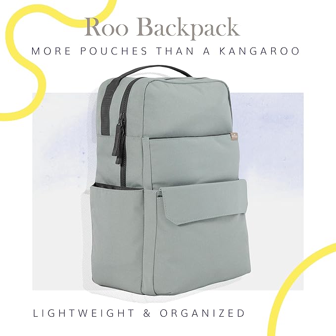 RED ROVR Roo Lightweight 1 LB Diaper Bag Backpack | 11 organizational pockets| Durable & Water-Resistant (Sage)