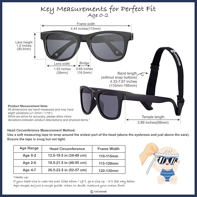 COCOSAND Flexible Polarized Baby Sunglasses with Strap UV Protection for Toddler Infant Girl Boy Age 0-24 Months
