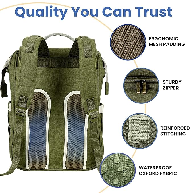 PILLANI Baby Diaper Bag Backpack - Large Bag for Boys & Girls, Waterproof Diaper Backpack - Travel Diaper Bags w/Changing Pad, Baby Registry Search & Shower Gifts - Essentials Must Haves Newborn Stuff