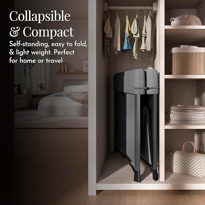 Evolur Zane Portable Playard – Foldable, Removable Mattress, Easy to Use Baby Bassinet for Travel & Home, Grey