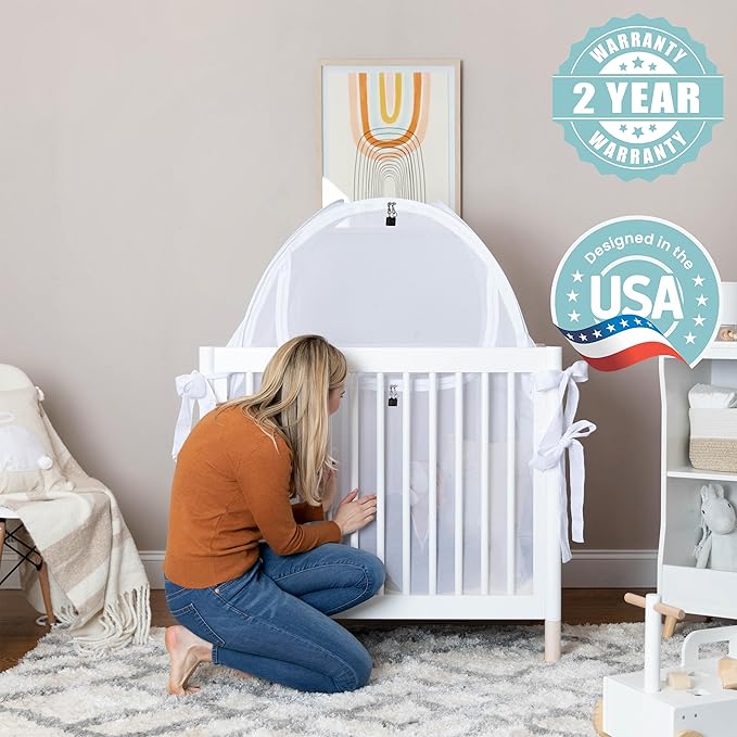 Mini Crib and Pack and Play Tent, Net Canopy to Keep Baby from Climbing Out, Breathable Mesh with Auto-Lock Zipper and Latch, Safety Tent for Travel and Sleep (Mosquiteros para Cunas de Bebes)