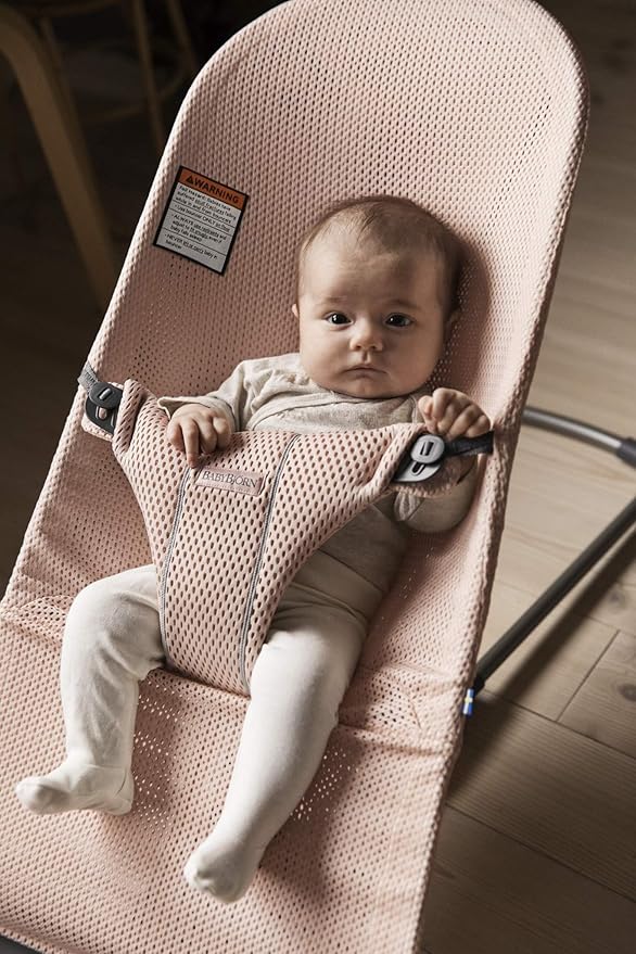 BabyBjörn Bouncer Bliss, Mesh, Pearly Pink 2-in-1 Adjustable Baby Bouncer Seat and Toddler Chair, Newborn to Toddler (8-29 lbs), 4 positions, Lightweight & Portable